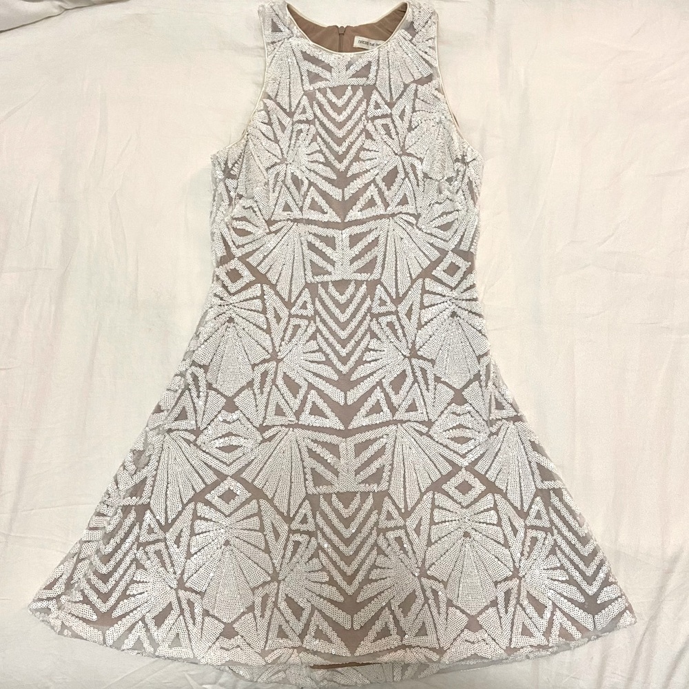 White Sequin Dress the Population Mini Dress